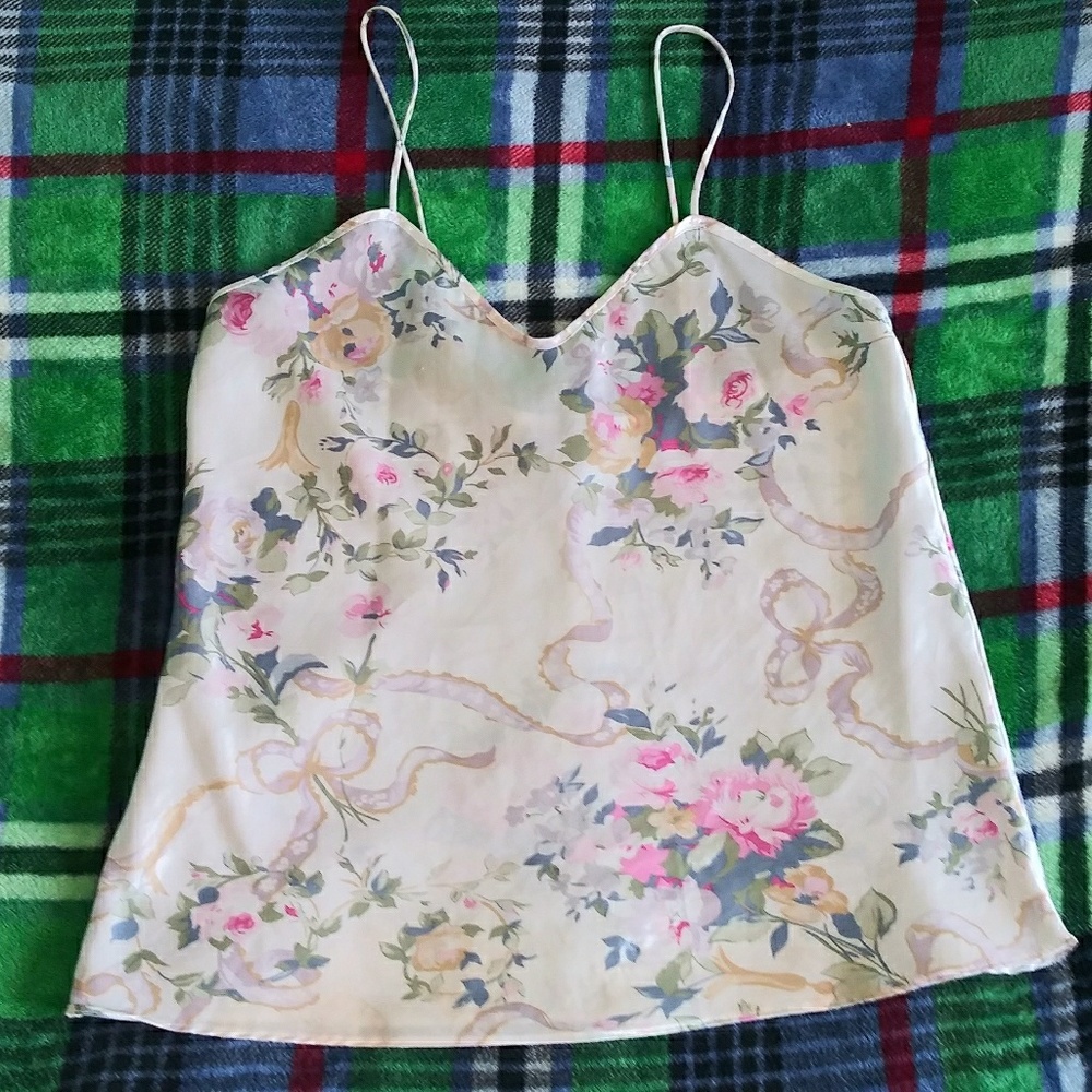 Daniel Hechter floral white silk tank top